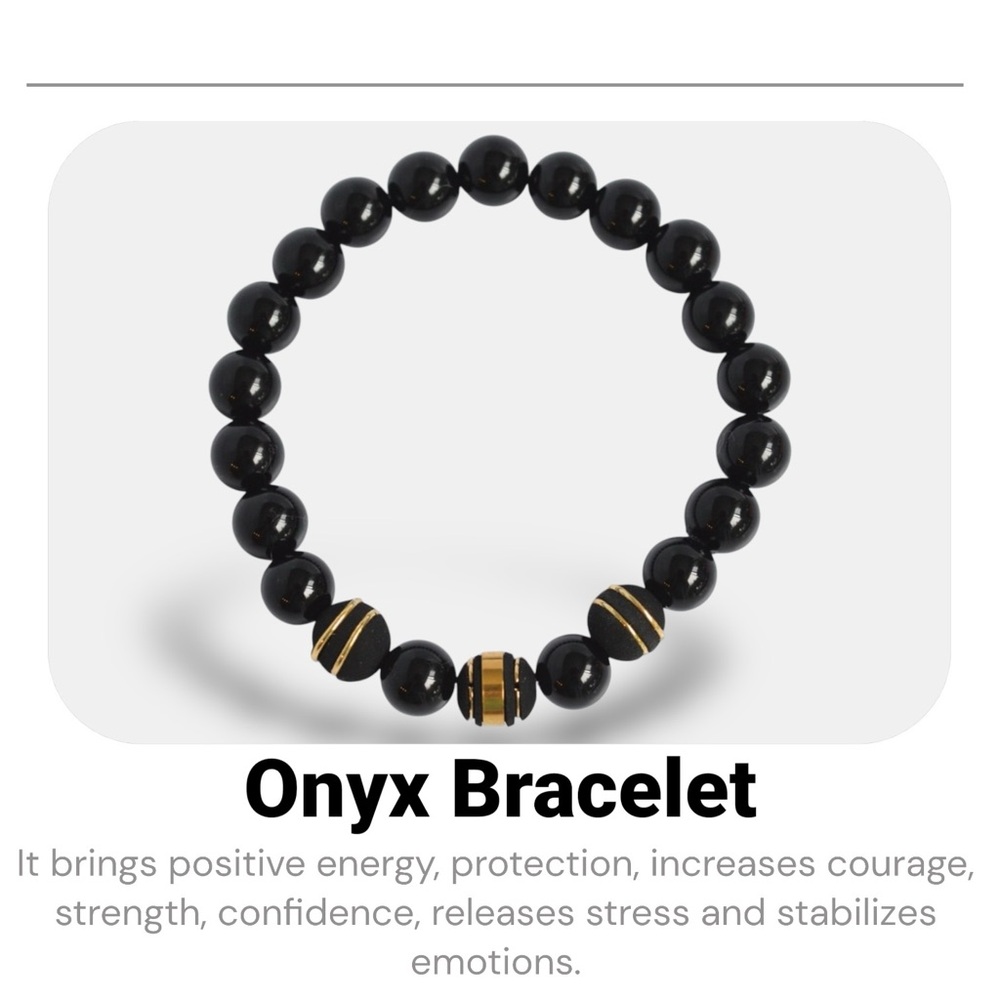 MEN | Onyx Gemstone Beaded Bracelet gift for men anniversary boyfriend Christmas